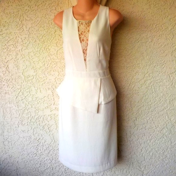 *Ivory Forever 21 Peplum Sheath Dress- Size M - Picture 1 of 6